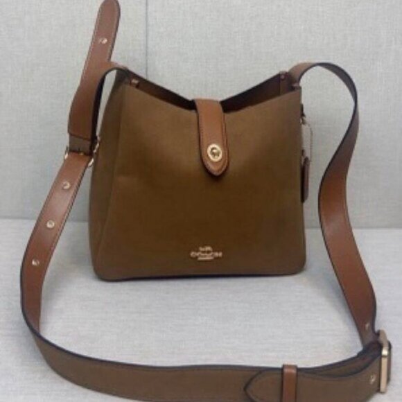 🌟COACH Hadley Convertible Crossbody Bag Suede Brown CW004🌟 - Picture 1 of 5